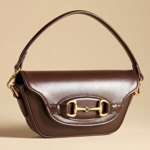 New Anthropologie Mini Horsebit Structured Handbag- chocolate
